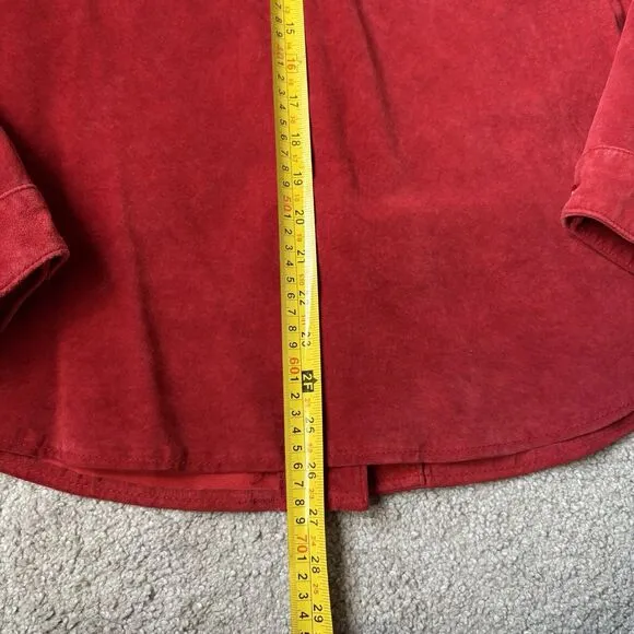 Pendleton Leather Jacket Womens M Red Suede Button Up Shacket