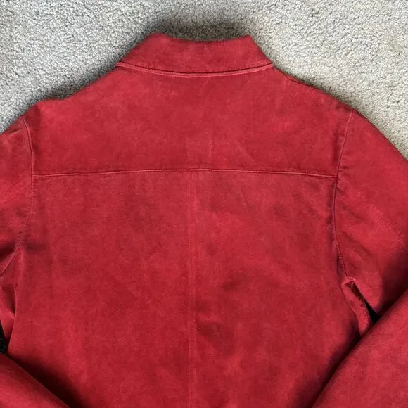 Pendleton Leather Jacket Womens M Red Suede Button Up Shacket
