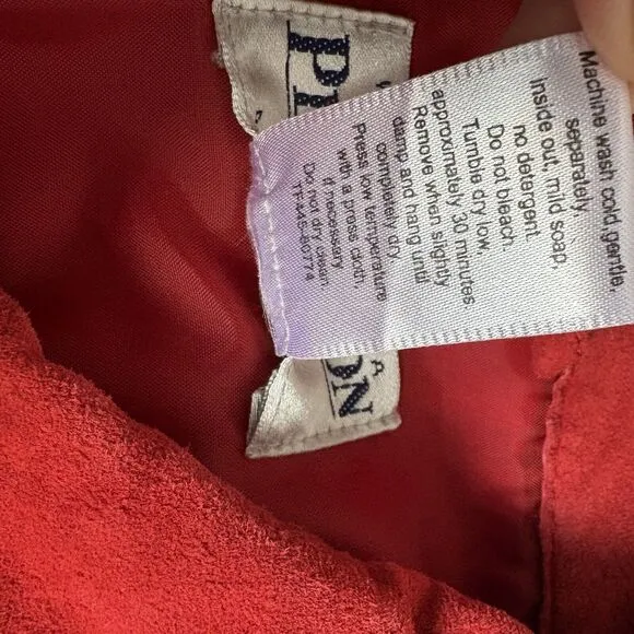 Pendleton Leather Jacket Womens M Red Suede Button Up Shacket