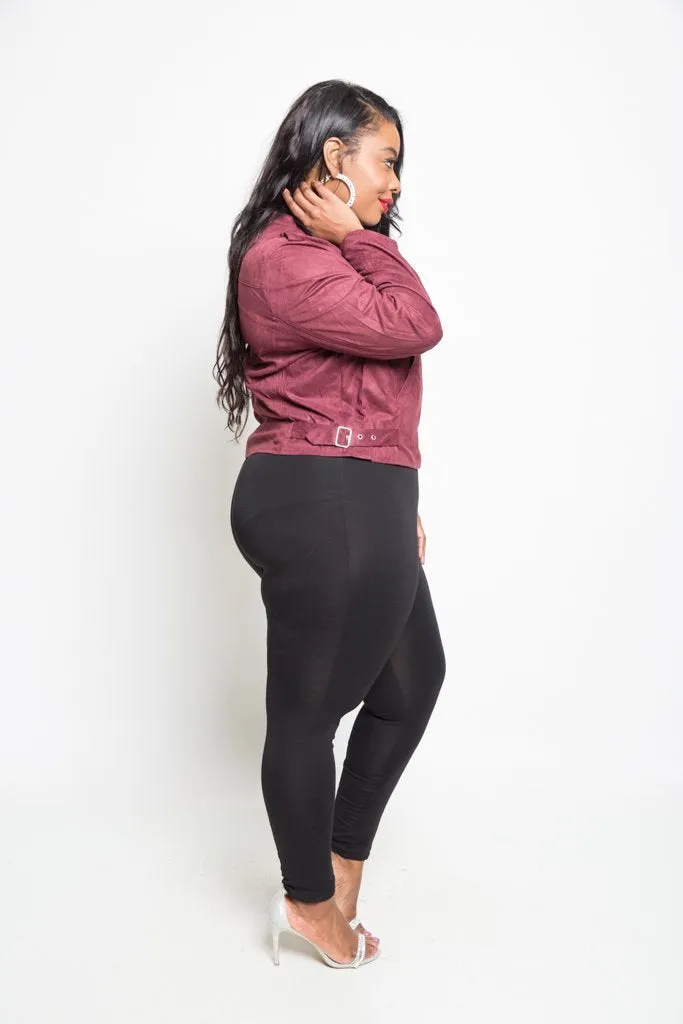 Plus Size Designer Faux Suede Moto Jacket