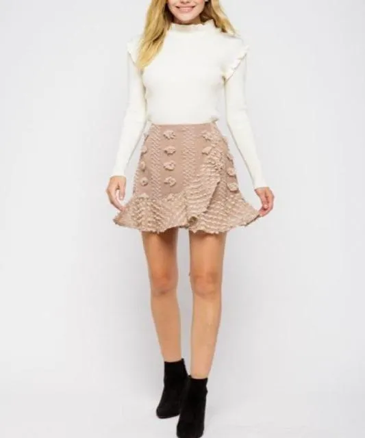 Pom-Pom Lace Mini Skirt