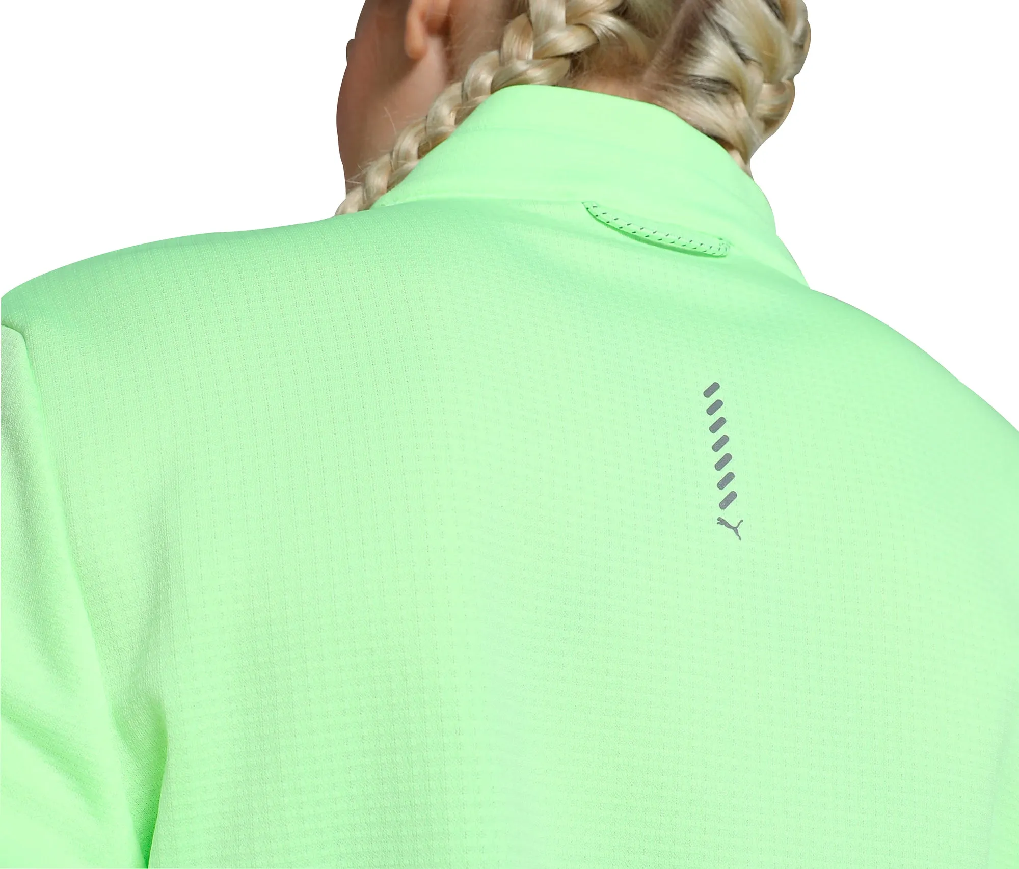 Puma Run Grid Fleece Half-Zip Long Sleeve Womens Running Top - Green