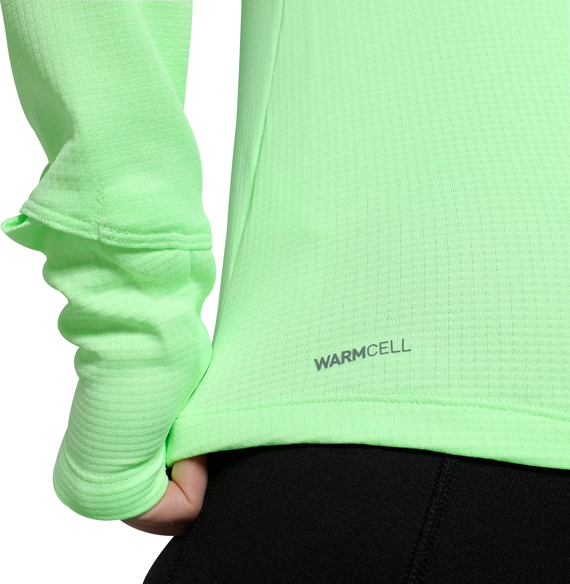 Puma Run Grid Fleece Half-Zip Long Sleeve Womens Running Top - Green