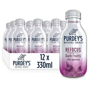 Purdey's Natural Energy Refocus Dark Fruits with Guarana, 330ml (Case of 12)