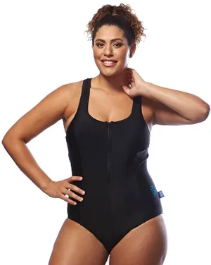 Racer Back Swimsuit Zip - Black