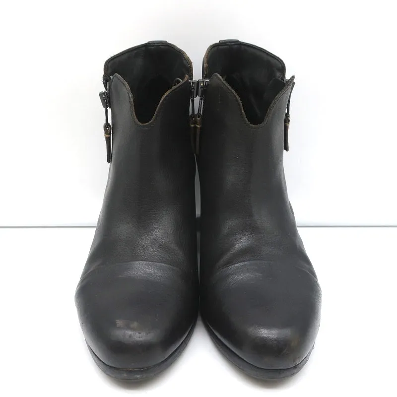 Rag & Bone Margot Side-Zip Ankle Boots Black Leather Size 37.5 High Heel Booties