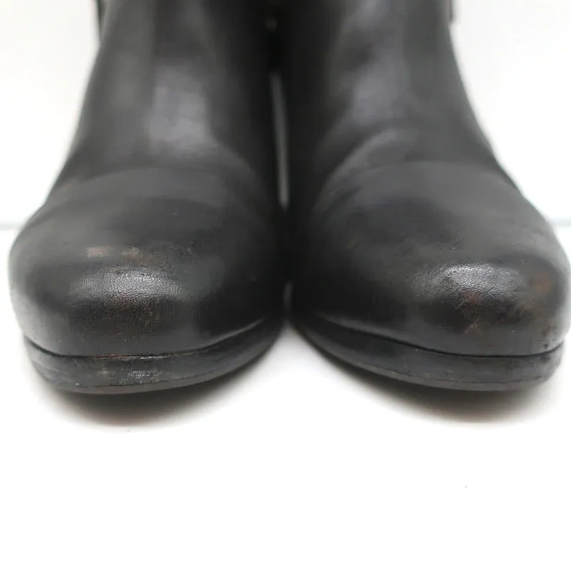 Rag & Bone Margot Side-Zip Ankle Boots Black Leather Size 37.5 High Heel Booties