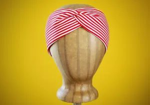 Red Striped Turban Headband