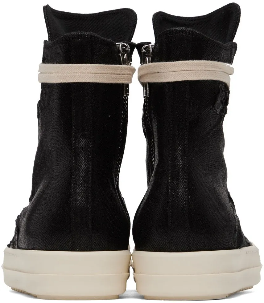 RICK OWENS DRKSHDW Black Foil Slash Sneakers