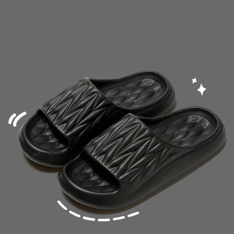 Ruby – Non-Slip Summer House Slippers with Leaf Texture