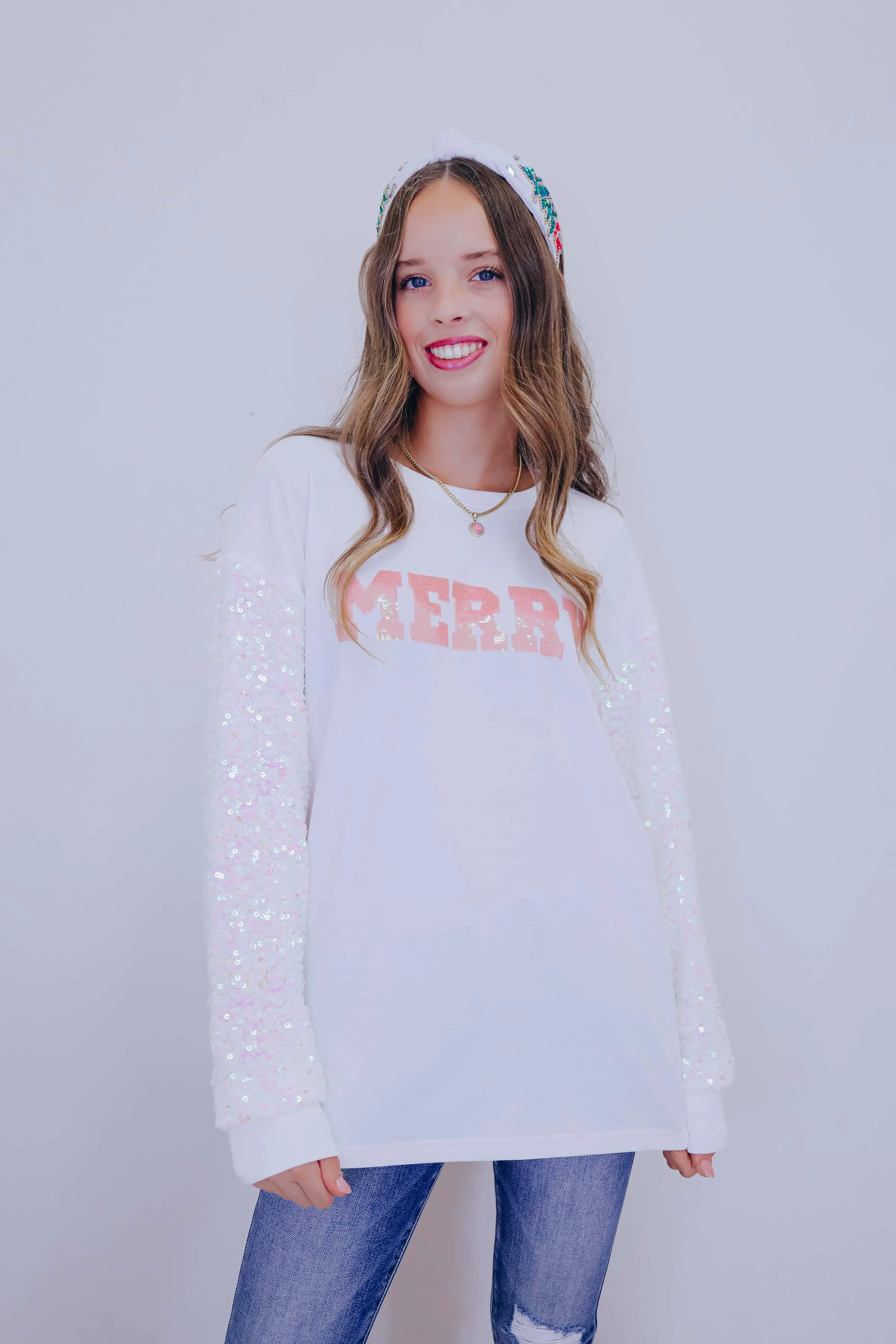 Shimmer & Shine "Merry" Sequin Sleeve Top