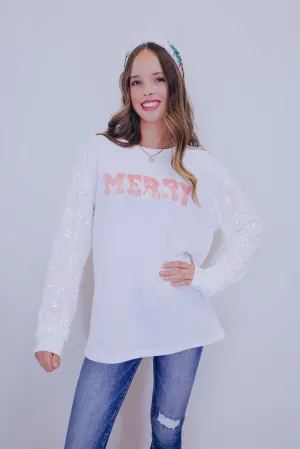 Shimmer & Shine "Merry" Sequin Sleeve Top