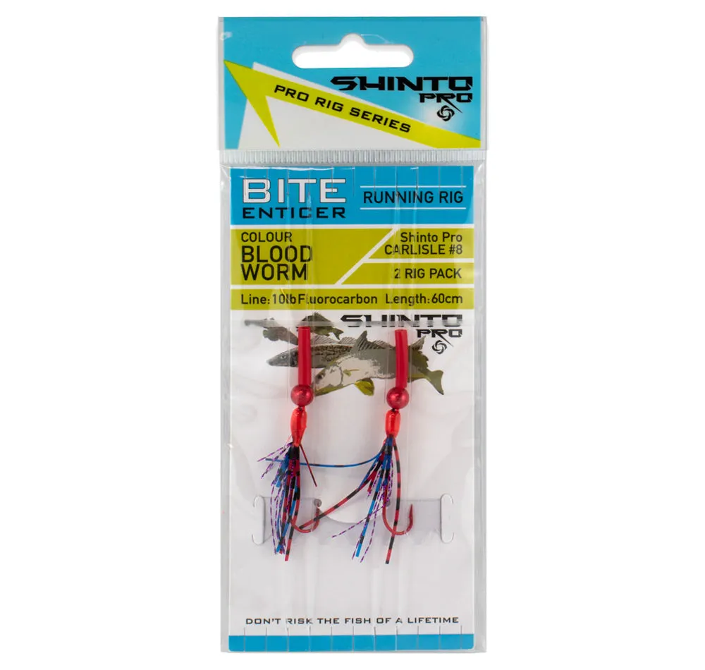 Shinto Pro Bite Enticer Running Sinker Carlisle Long Shank Hook Pre Tied Rig