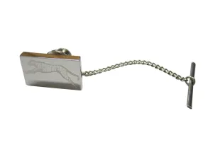 Silver Toned Etched Running Cheetah Tie Tack