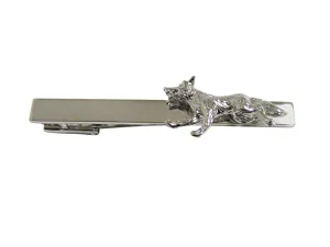 Silver Toned Running Fox Tie Clip