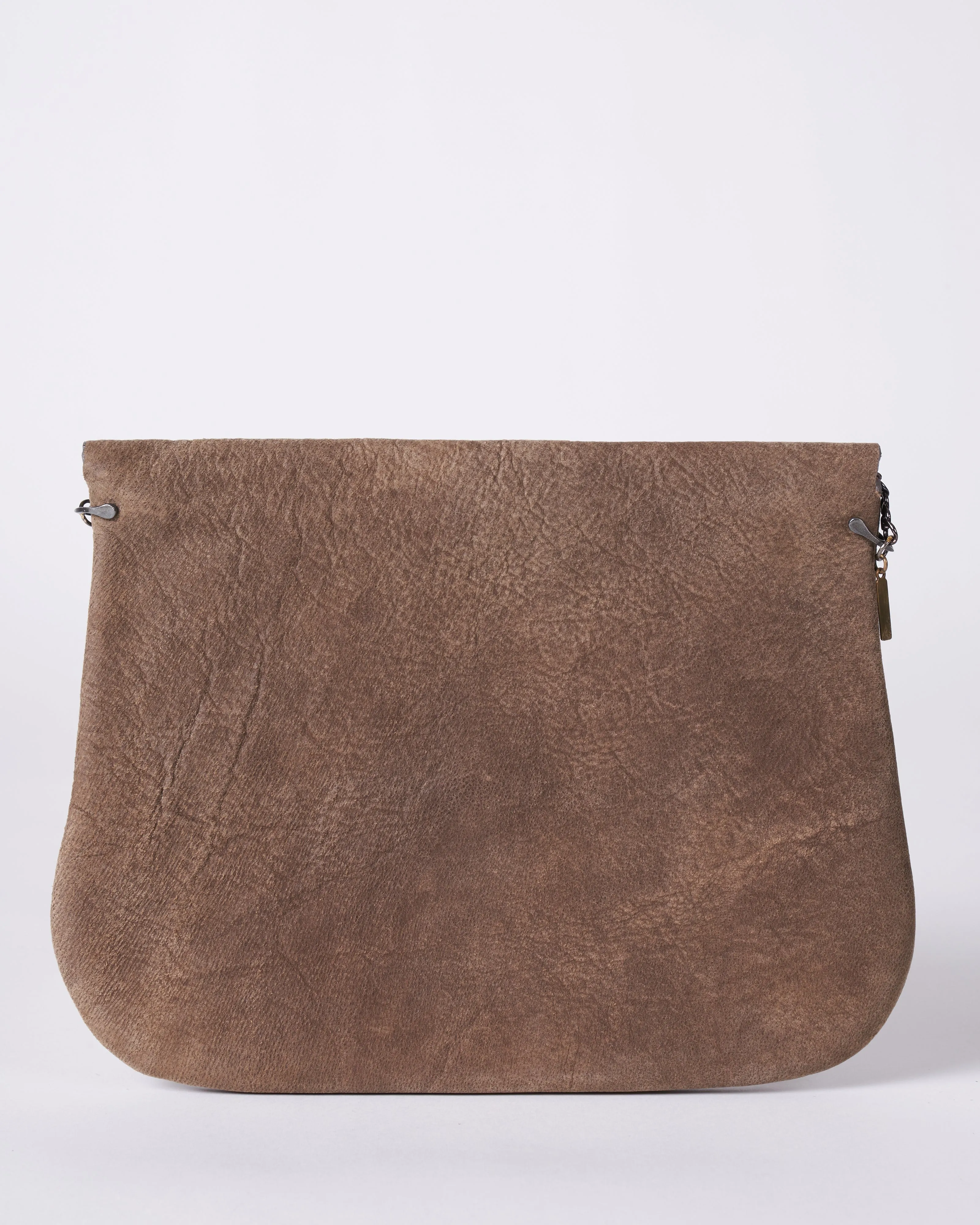 silvia bag - sterling silver leaf and grey suede