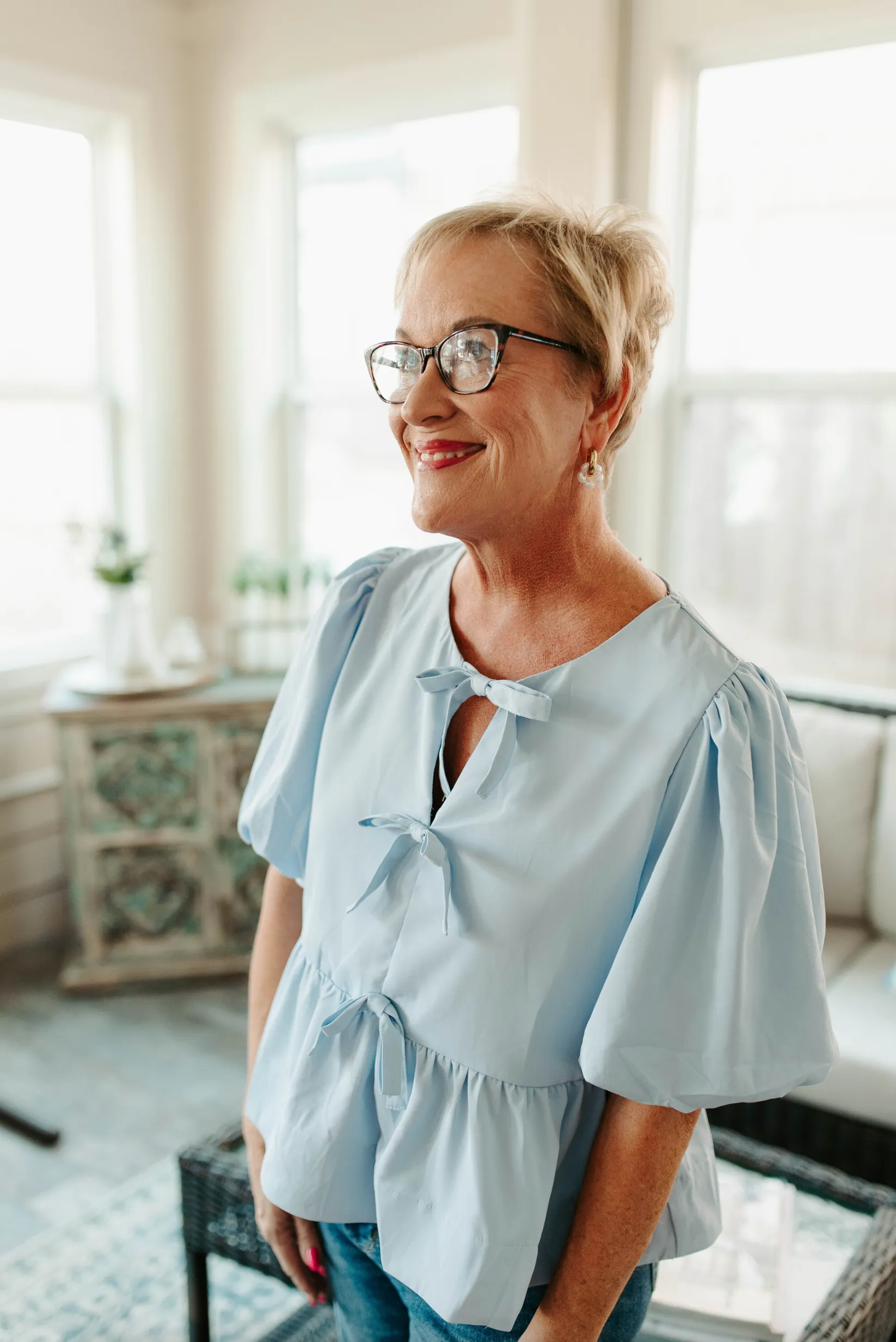 Simply Chic Bow Top - Baby Blue