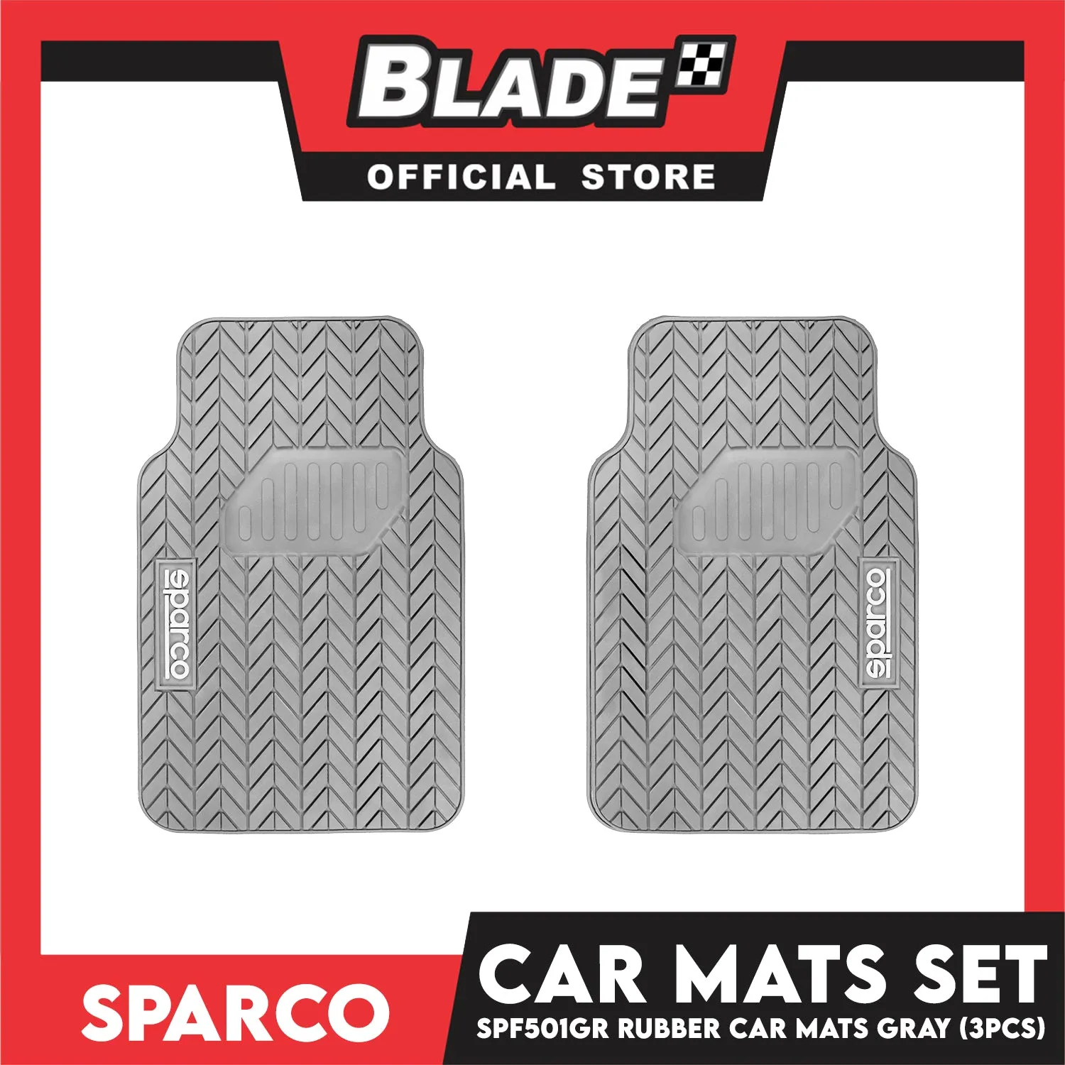 Sparco Corsa Car Mats Set of 3pcs Universal And Quick Installation SPF501GR (Gray) Rubber And Durable