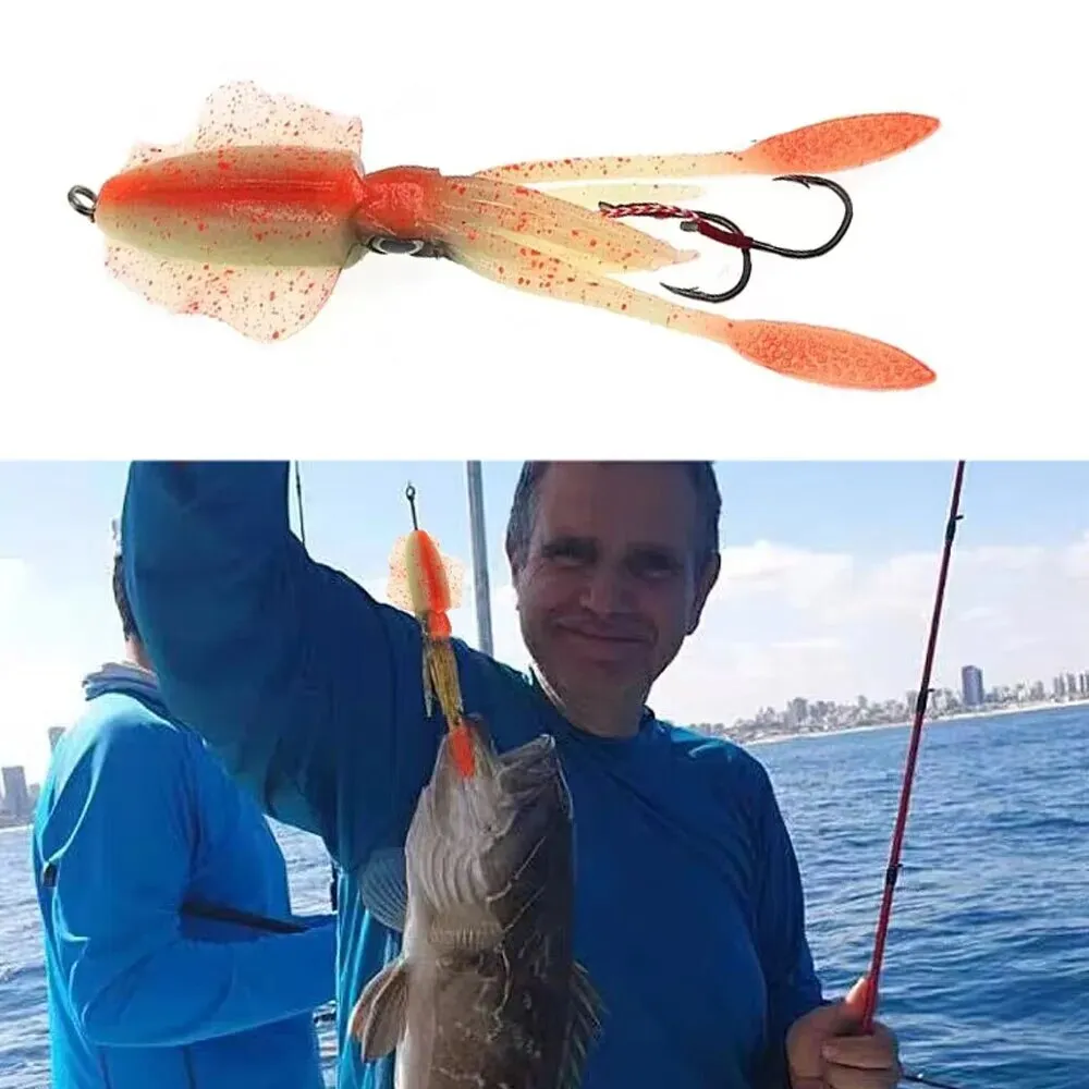 Squid Lure Soft jig Bait 60g UV Glow Luminous For Sea Fishing