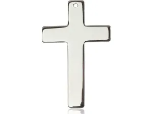 Sterling Silver Cross Pendant with Rhodium Curb Chain