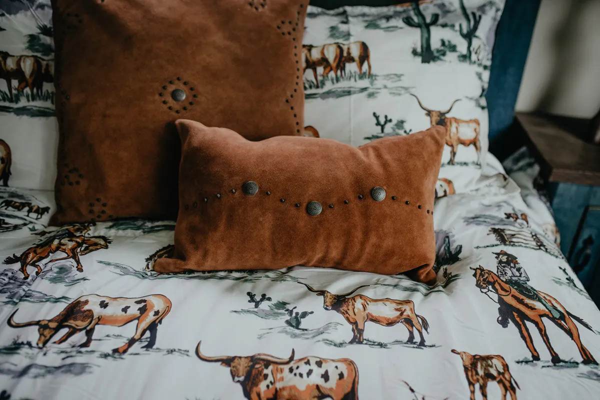 Studded 12 X 20" Suede Accent Lumbar Pillow (2 Colours)