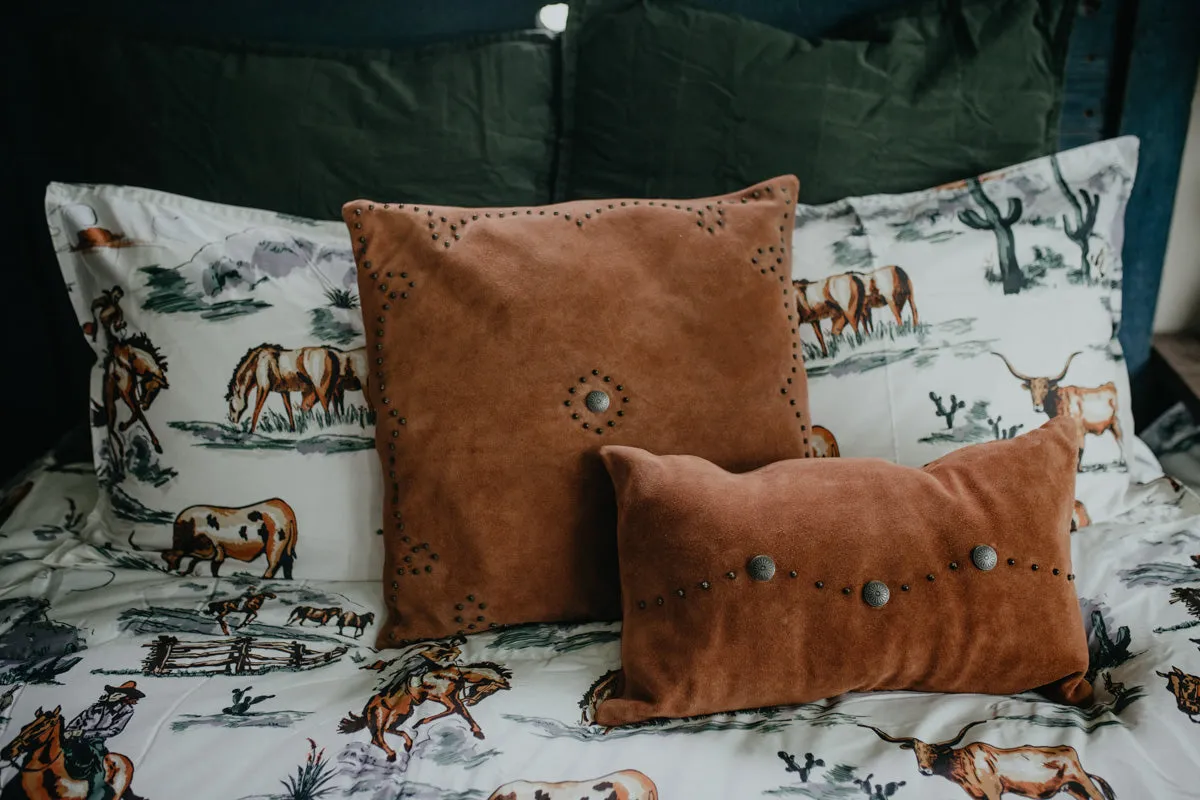 Studded 12 X 20" Suede Accent Lumbar Pillow (2 Colours)