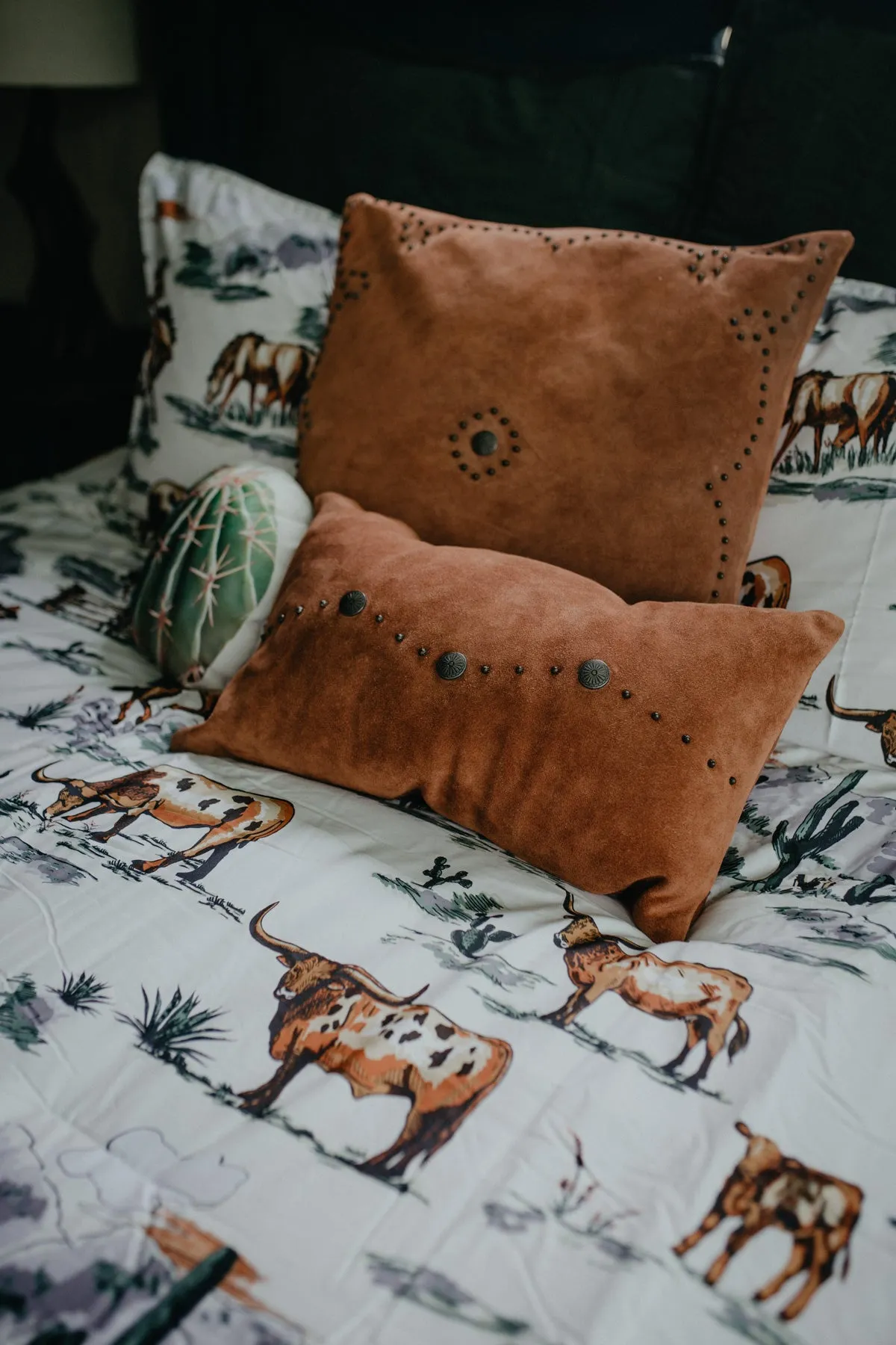 Studded 12 X 20" Suede Accent Lumbar Pillow (2 Colours)