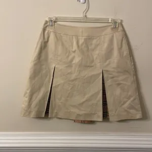 Tan A-line Mini Skirt with Pleats