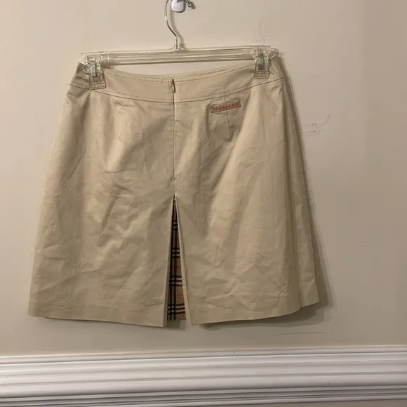 Tan A-line Mini Skirt with Pleats