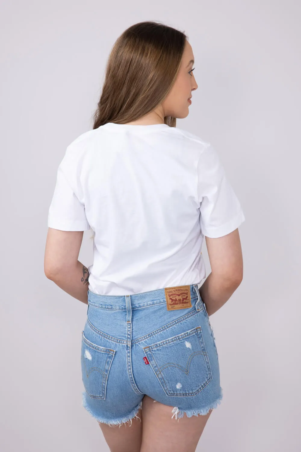 Teddy Bear Bow Graphic T-Shirt for Women in White | 32783X-TS-WHITE
