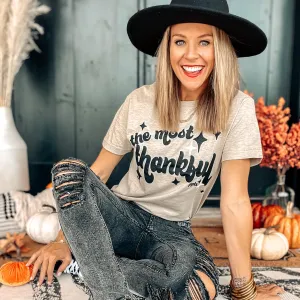 {THE MOST THANKFUL} Boho Neutral Cream Crew Neck Tee