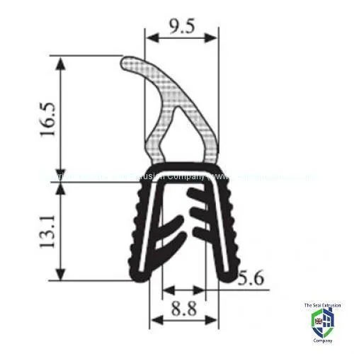 TSEC 2192 Small Vertical Leaf Fin Rubber Edge Trim - Durable and Flexible Edge Protection