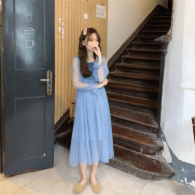 [@usagi_lunnaya ]  "CHIC STAR MESH" DRESS K060107