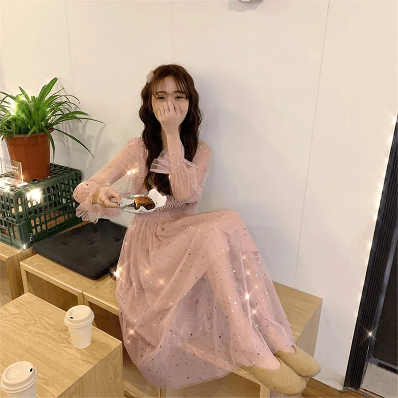 [@usagi_lunnaya ]  "CHIC STAR MESH" DRESS K060107