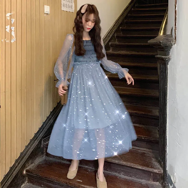 [@usagi_lunnaya ]  "CHIC STAR MESH" DRESS K060107