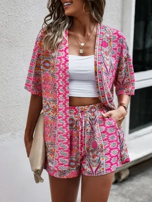 Vacay All Day Paisley Kimono & Shorts Set