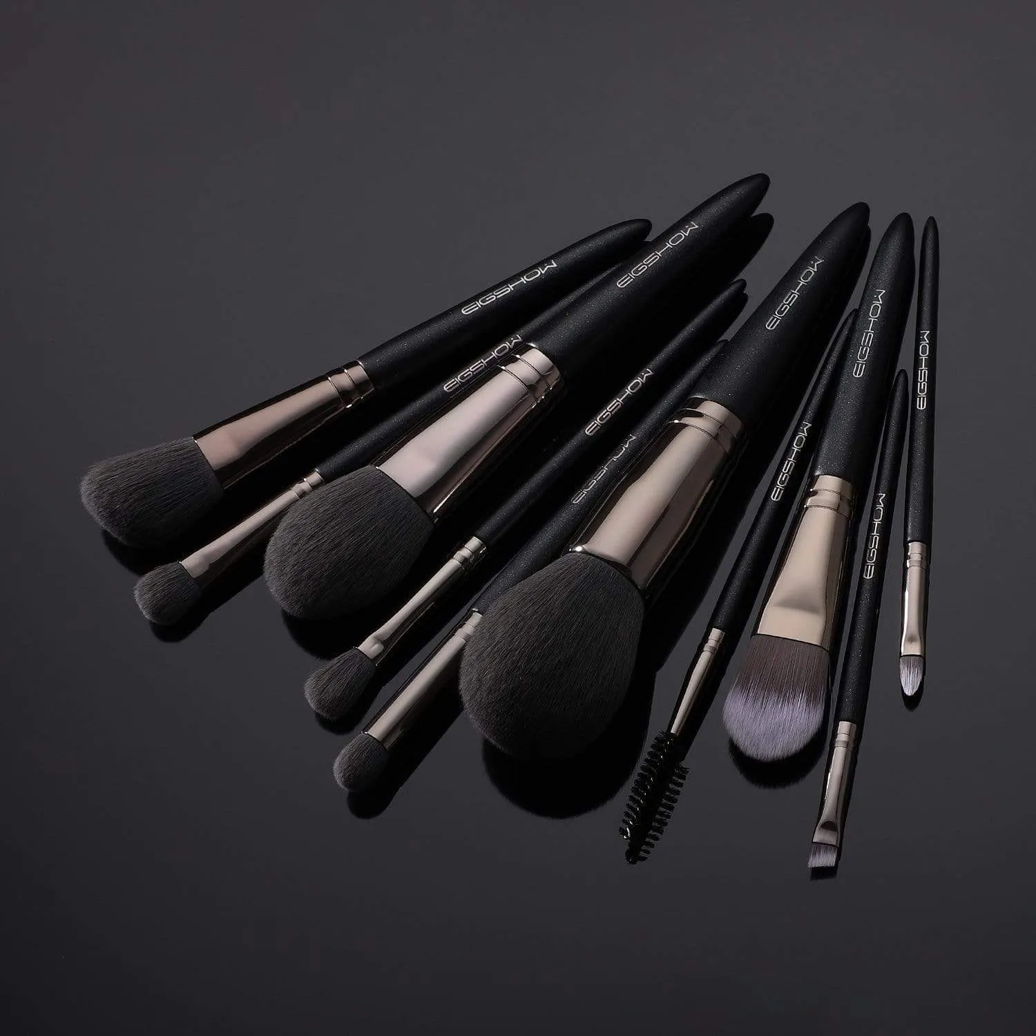 VEGAN SERIES - 10 PCS NANOFIBER BRUSH KIT - LIGHT GUN BLACK