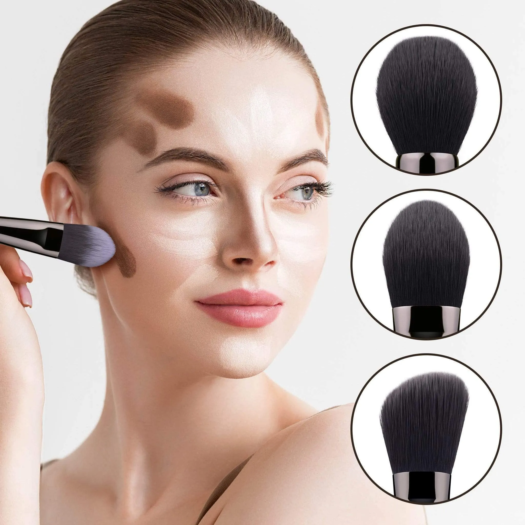 VEGAN SERIES - 10 PCS NANOFIBER BRUSH KIT - LIGHT GUN BLACK