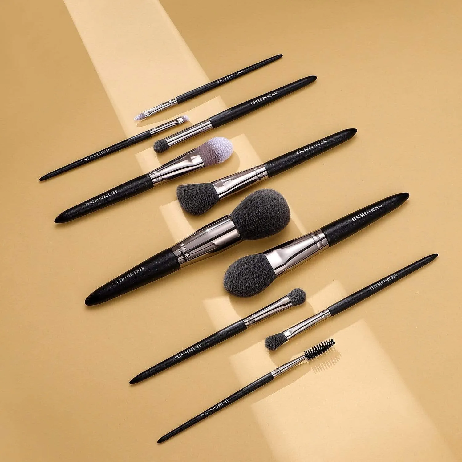VEGAN SERIES - 10 PCS NANOFIBER BRUSH KIT - LIGHT GUN BLACK