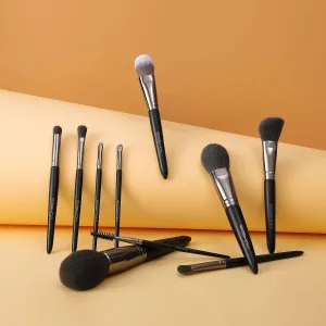 VEGAN SERIES - 10 PCS NANOFIBER BRUSH KIT - LIGHT GUN BLACK