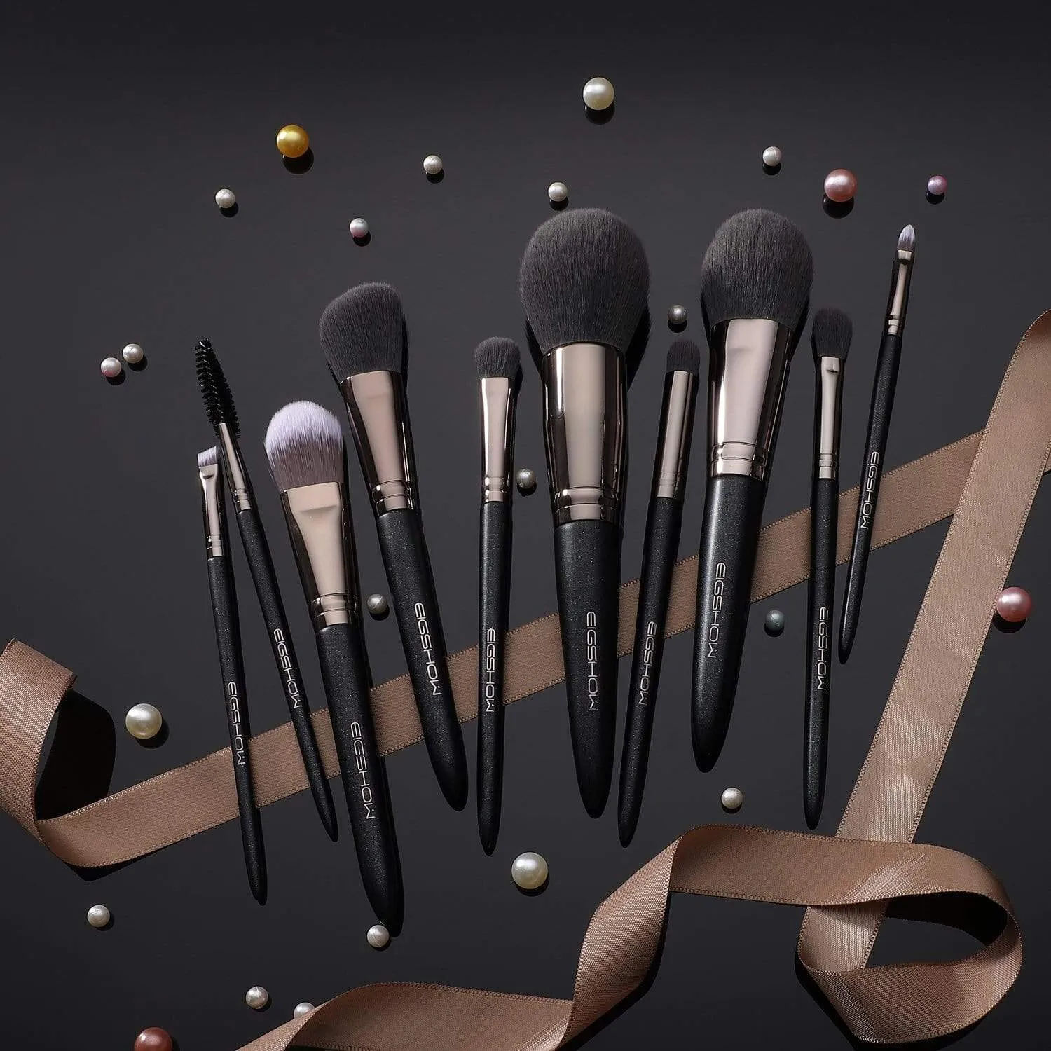 VEGAN SERIES - 10 PCS NANOFIBER BRUSH KIT - LIGHT GUN BLACK