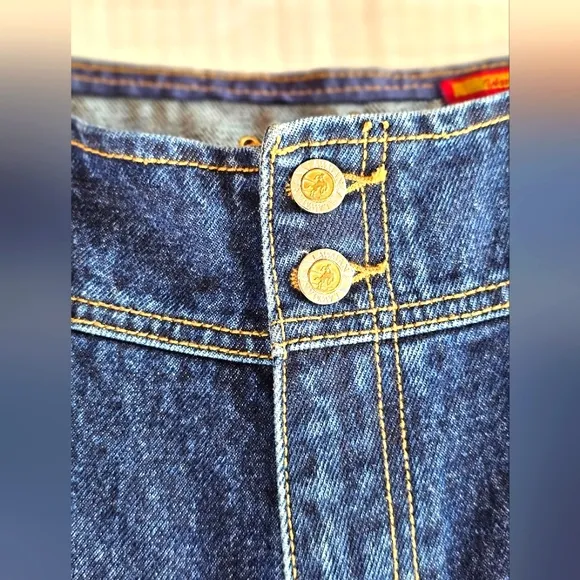 Vintage 90's RARE NEW Lawman Western Dark Denim Suede Stitch Jeans Slim Fit
