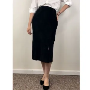 Vintage Savannah Black Genuine Leather Suede Pencil Skirt