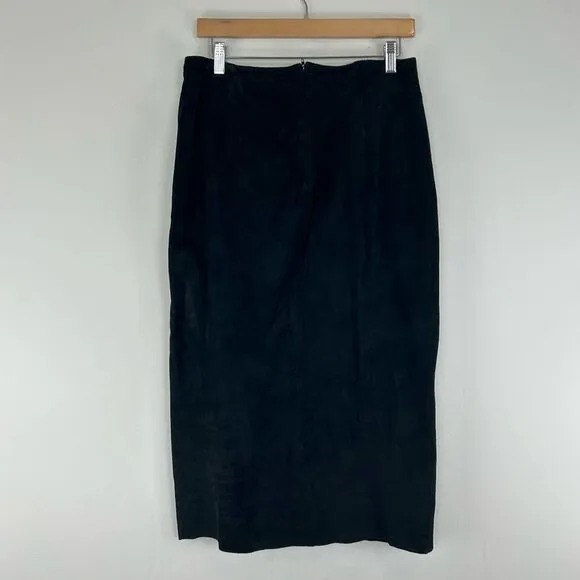 Vintage Savannah Black Genuine Leather Suede Pencil Skirt