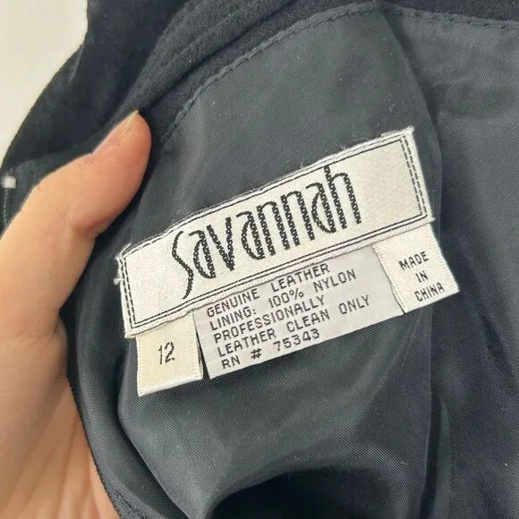 Vintage Savannah Black Genuine Leather Suede Pencil Skirt