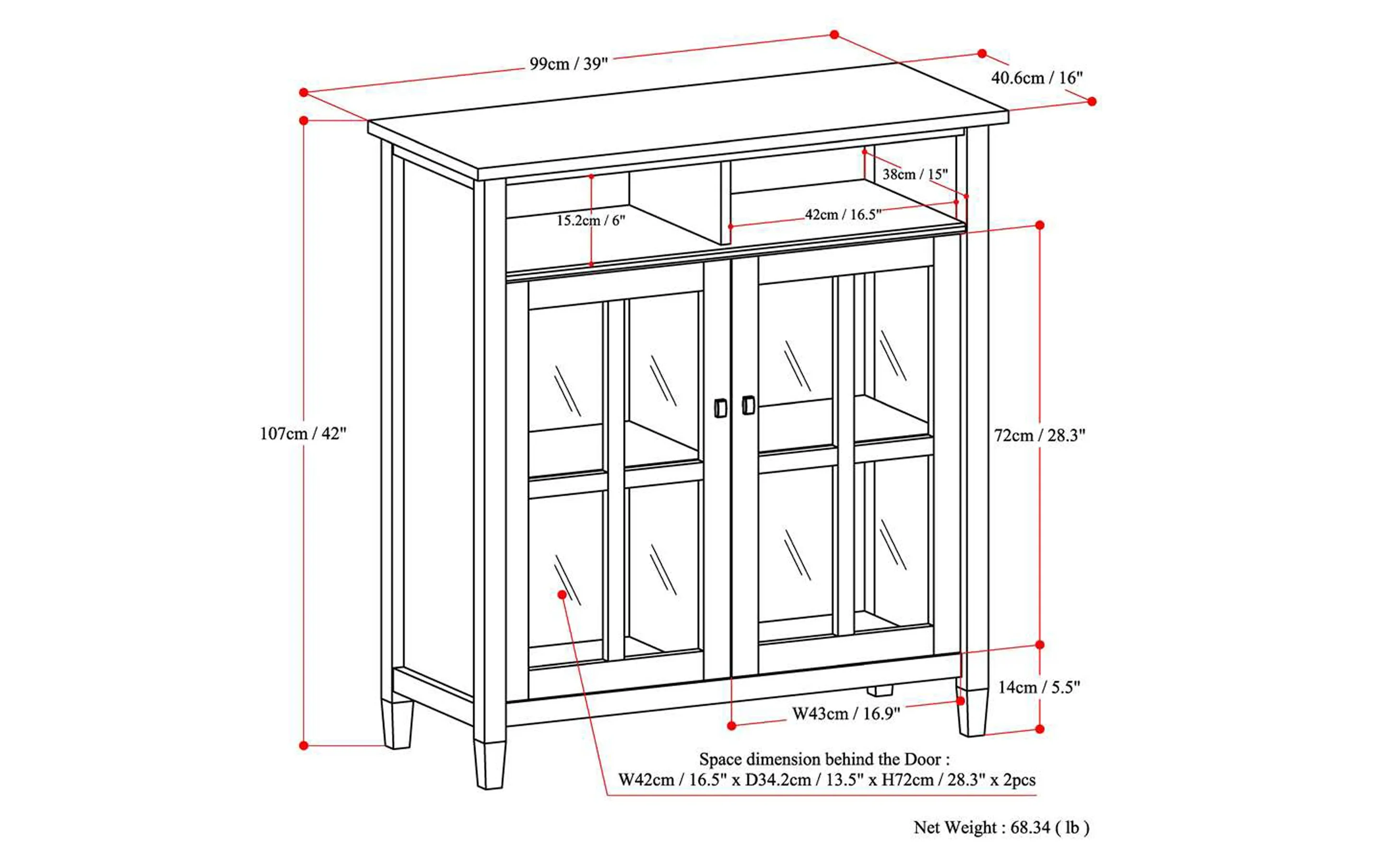 Warm Shaker Medium Storage Media Cabinet