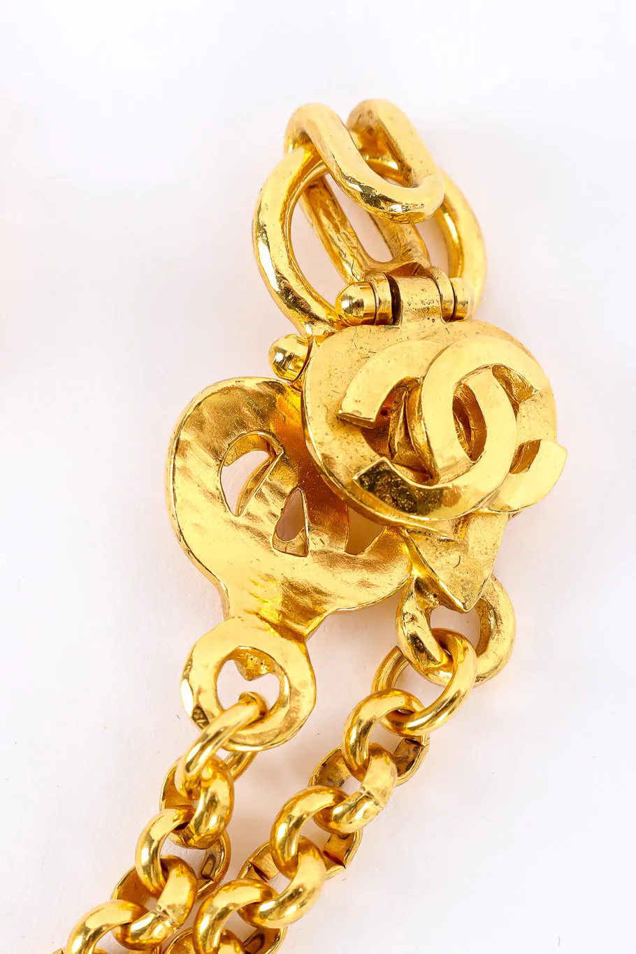 Woven CC Logo Pendant Necklace