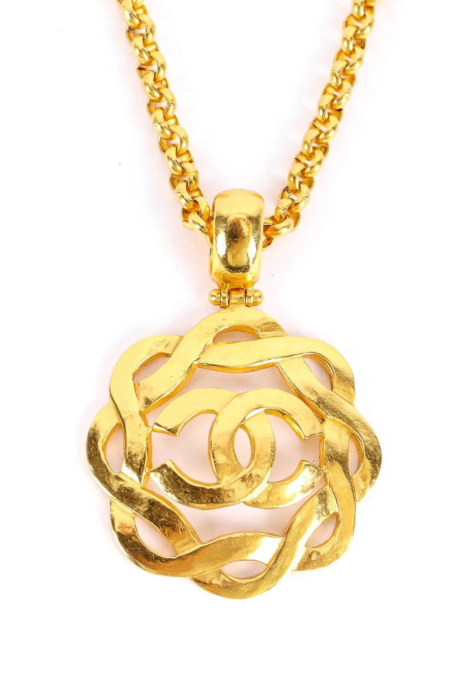 Woven CC Logo Pendant Necklace