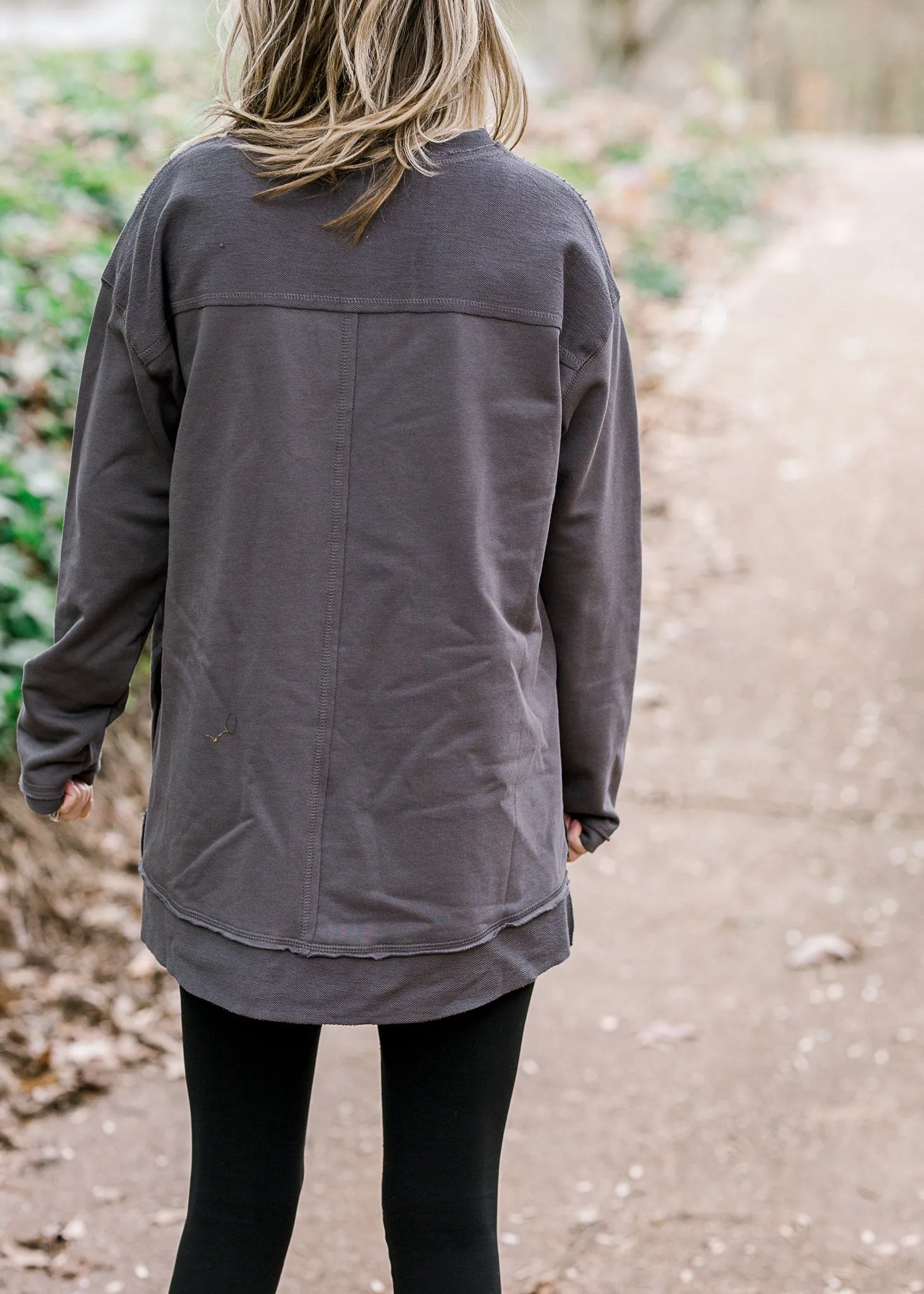 X Warm Charcoal Long Sleeve Top