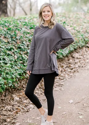 X Warm Charcoal Long Sleeve Top